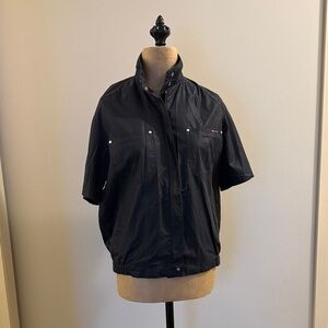 Mizz Lizz Black Short  zippered, short Sleeve Jacket with front pockets